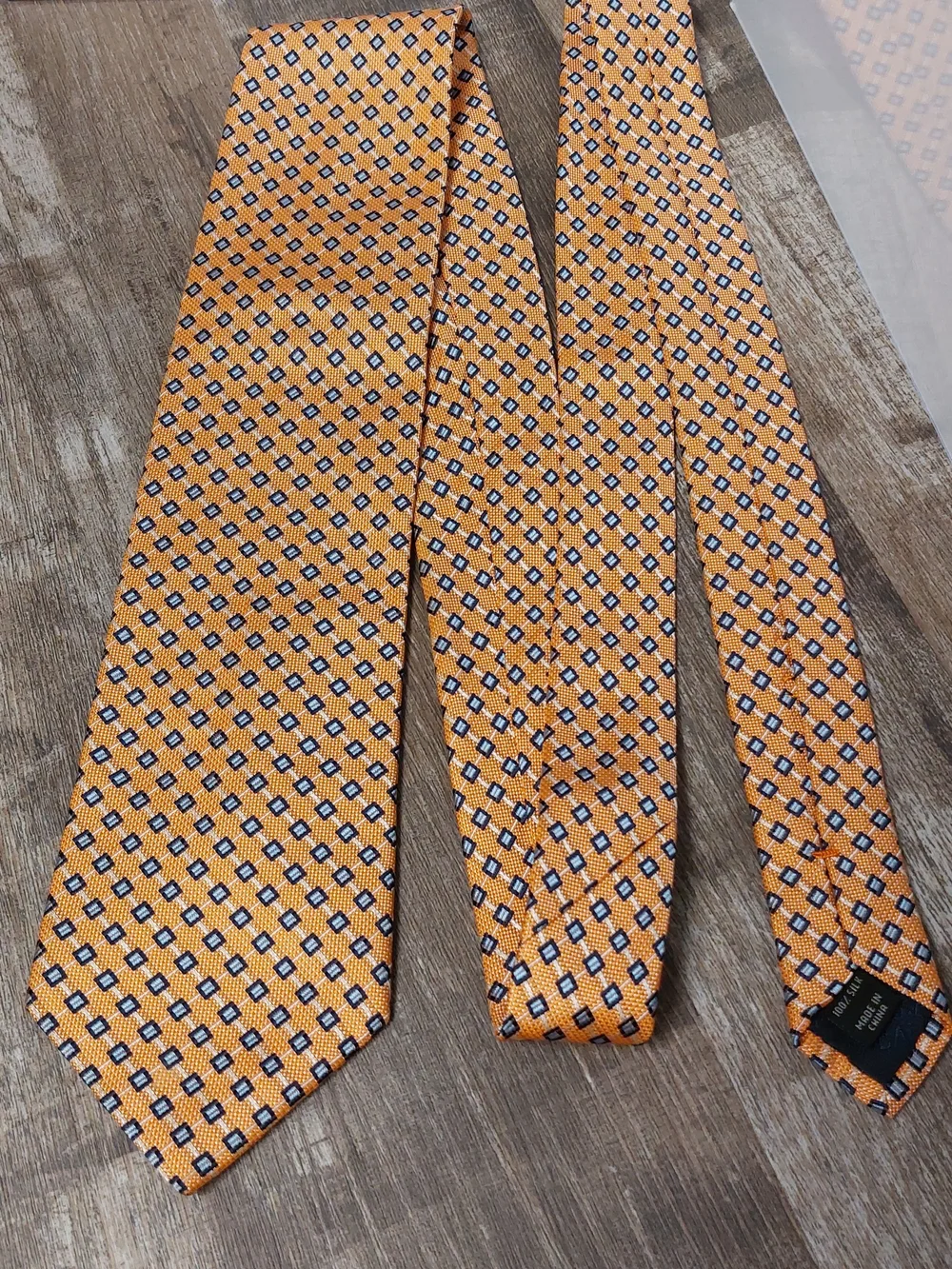 Jos. A. Bank Orange and Black Geometric Silk Tie